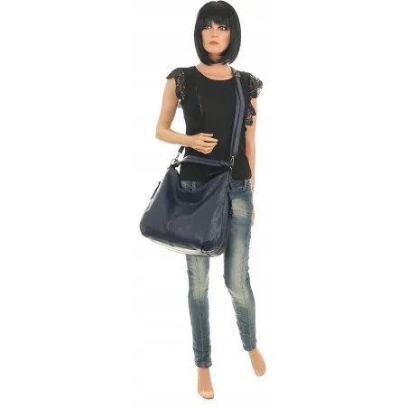 Torebka Damska Shopper Duża Listonoszka Worek na Ramię LH2503 Granatowa