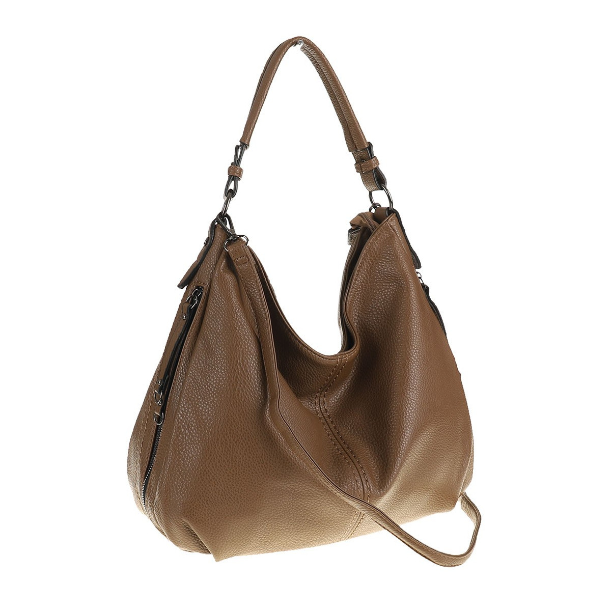 Torebka Damska Shopper Modna Duża Listonoszka Worek na Ramię LH2503 Brązowa