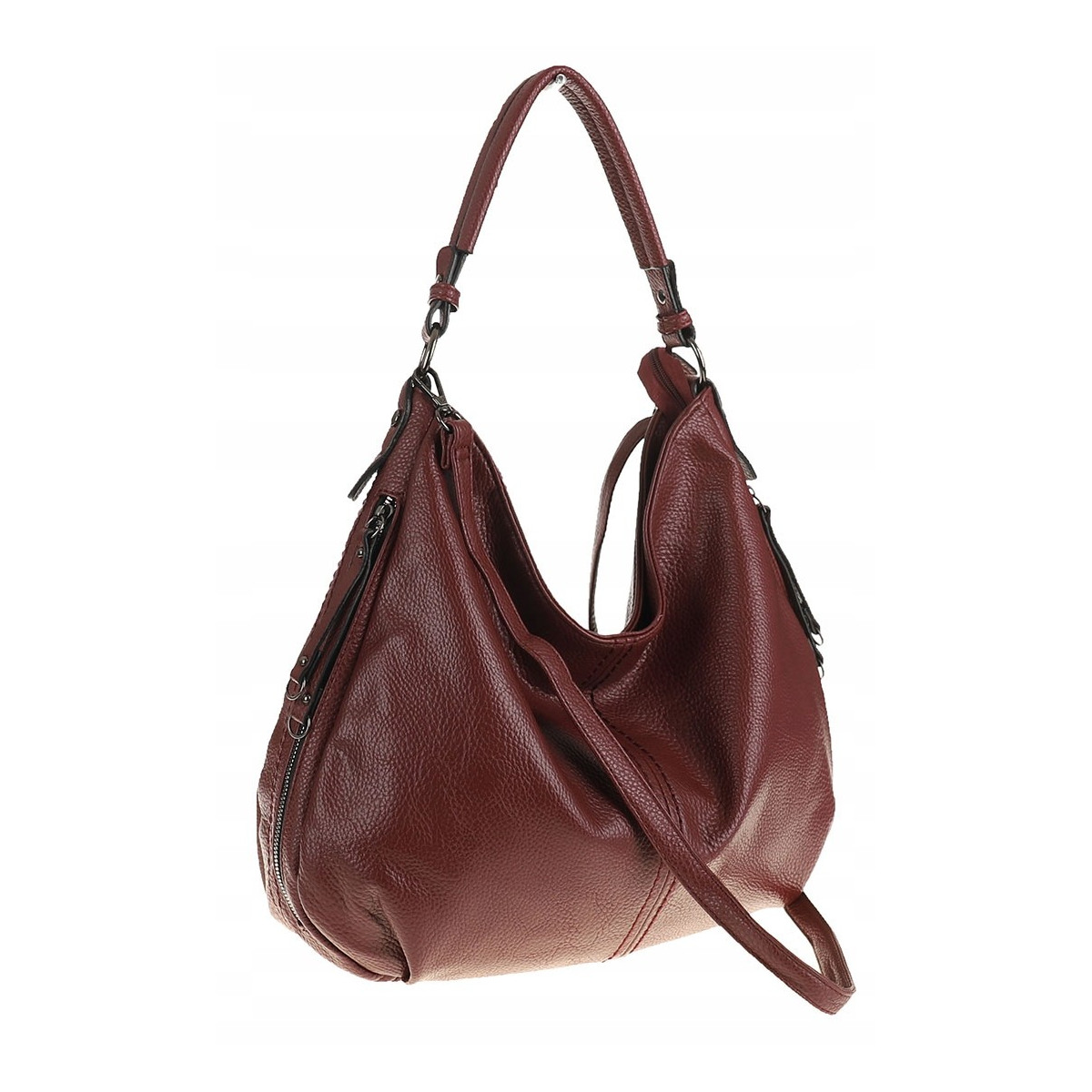 Torebka Damska Shopper Modna Duża Listonoszka Worek na Ramię LH2503 Bordowa