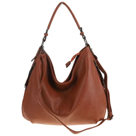 Torebka Damska Shopper Modna Duża Listonoszka Worek na Ramię LH2503 Brązowa