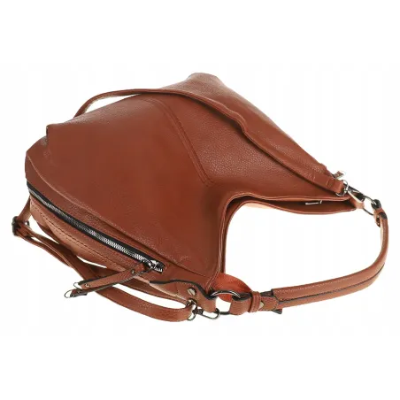 Torebka Damska Shopper Modna Duża Listonoszka Worek na Ramię LH2503 Brązowa