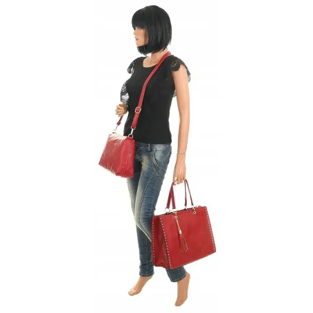 Paolo BAGS Torebka Damska Teczka A4 Listonoszka PB92521 Czerwona