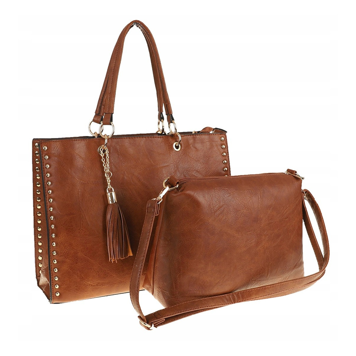 Torebka damska teczka A4 pojemna listonoszka 2w1 duża modna PB92521 Brązowa