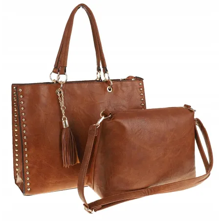 Torebka damska teczka A4 pojemna listonoszka 2w1 duża modna PB92521 Brązowa