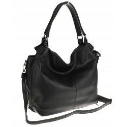 HERNAN Włoska Marka Torebka Damska Worek Modna Listonoszka na Ramię HB0153 Czarna