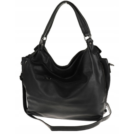 HERNAN Włoska Marka Torebka Damska Worek Modna Listonoszka na Ramię HB0153 Czarna