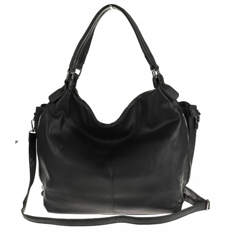 HERNAN Włoska Marka Torebka Damska Worek Modna Listonoszka na Ramię HB0153 Czarna