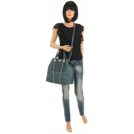 CHARRO Włoska Marka  Torebka Damska Elegancka Worek Listonoszka Kuferek CH855622 Blue