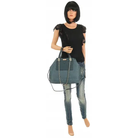 CHARRO Włoska Marka  Torebka Damska Elegancka Worek Listonoszka Kuferek CH855622 Blue