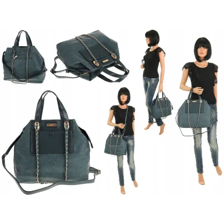 CHARRO Włoska Marka  Torebka Damska Elegancka Worek Listonoszka Kuferek CH855622 Blue