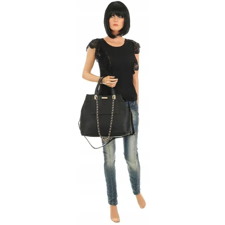 CHARRO Włoska Marka Torebka Damska Elegancka Worek Listonoszka Kuferek CH855622 Black