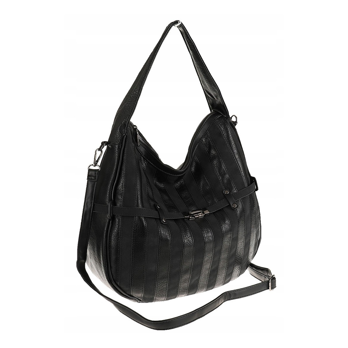 Maria C. Włoska Marka Torebka Damska Worek Modna Listonoszka na Ramię MC805 Black