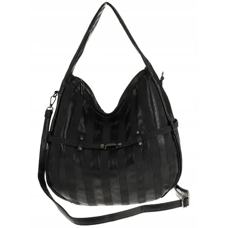 Maria C. Włoska Marka Torebka Damska Worek Modna Listonoszka na Ramię MC805 Black