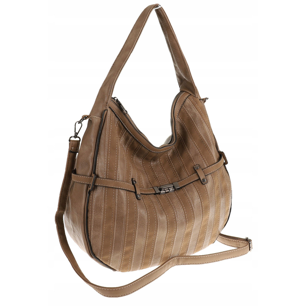 Maria C. Włoska Marka Torebka Damska Worek Modna Listonoszka na Ramię MC805 Khaki