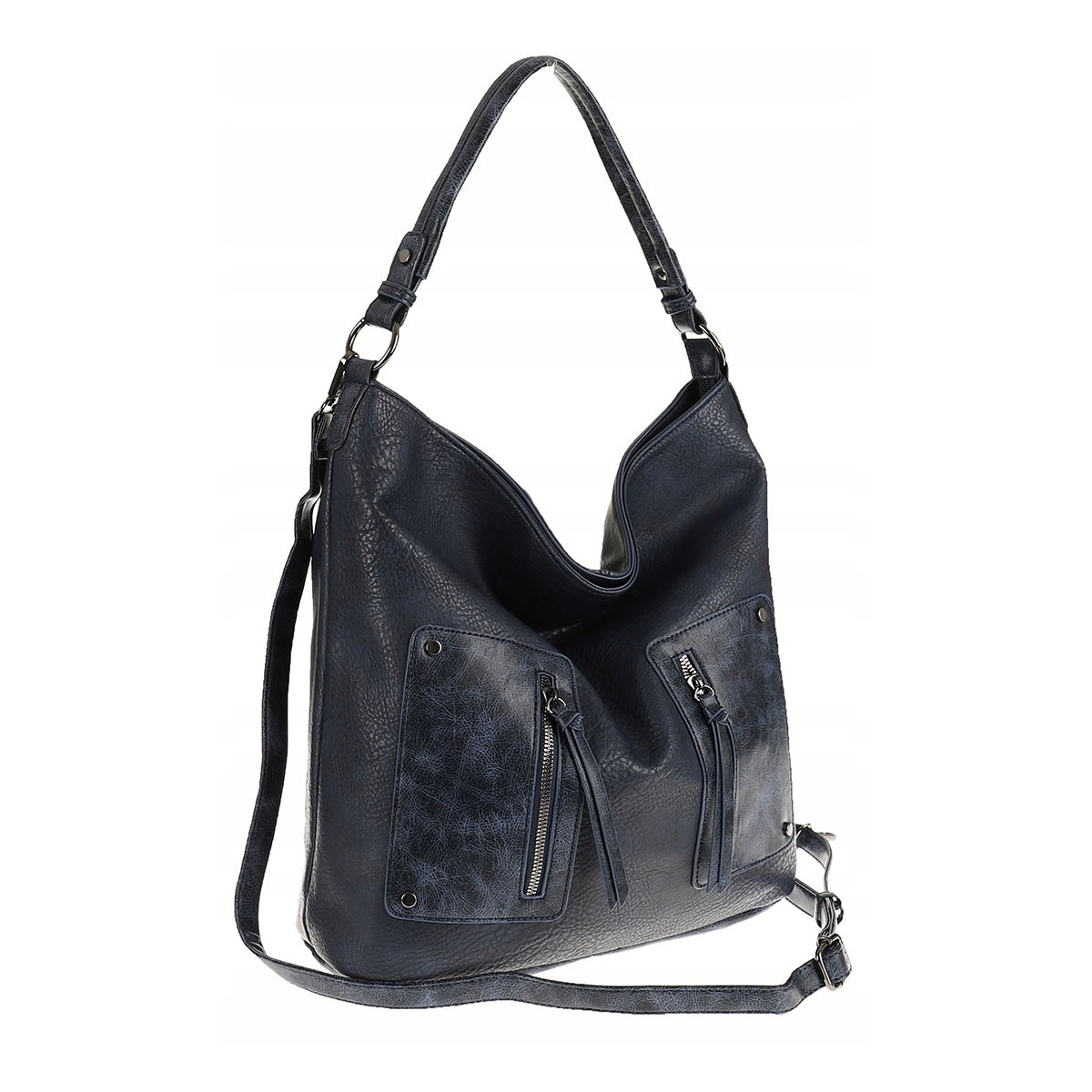 Maria C. Włoska Marka Torebka Damska Elegancka Worek Listonoszka na Ramię MC844 Blue