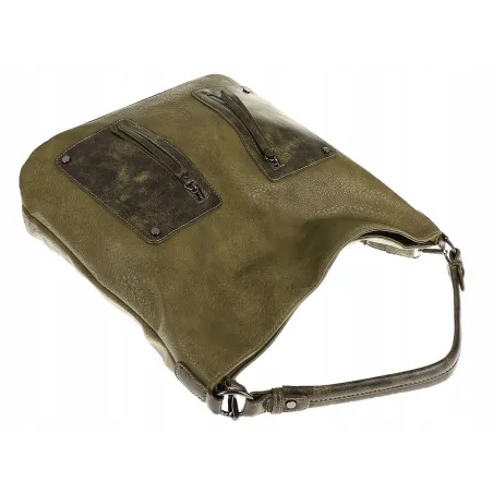 Maria C. Włoska Marka Torebka Damska Elegancka Worek Listonoszka na Ramię MC844 Green