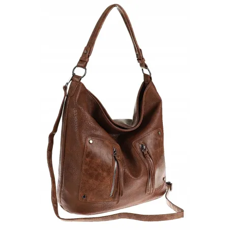 Maria C. Włoska Marka Torebka Damska Elegancka Worek Listonoszka na Ramię MC844 Brown