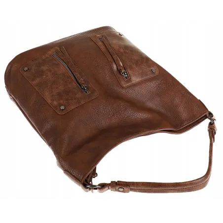 Maria C. Włoska Marka Torebka Damska Elegancka Worek Listonoszka na Ramię MC844 Brown