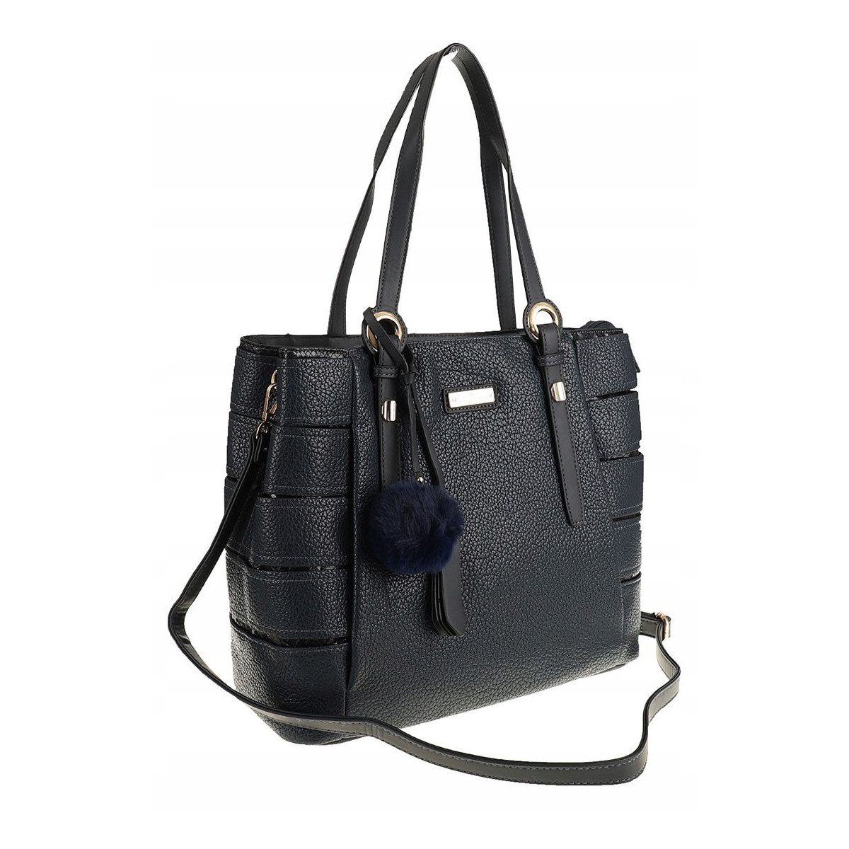 CHARRO Włoska Marka Torebka Damska Teczka Listonoszka Kuferek CH855610 Granatowa