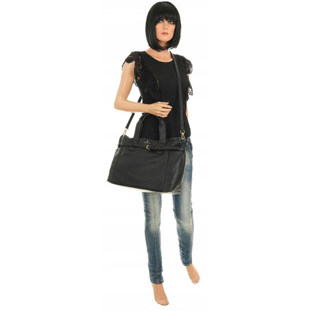 Regina Schrecker Włoska Marka Torebka Damska Shopper Listonoszka RE4257 Black