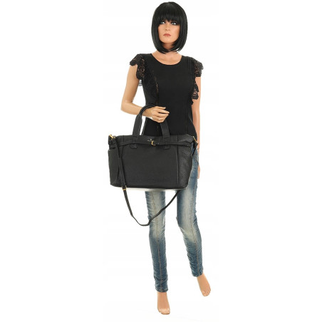 Regina Schrecker Włoska Marka Torebka Damska Shopper Listonoszka RE4257 Black