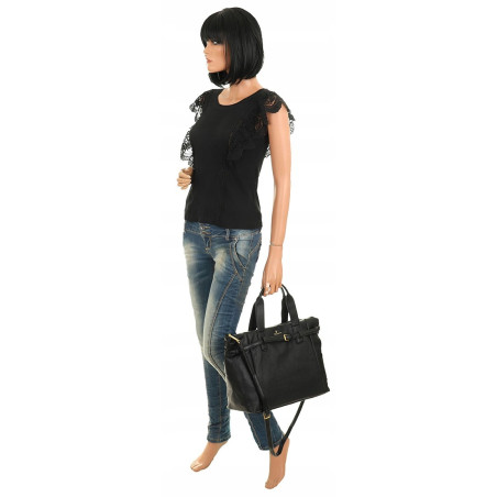 Regina Schrecker Włoska Marka Torebka Damska Shopper Listonoszka RE4257 Black