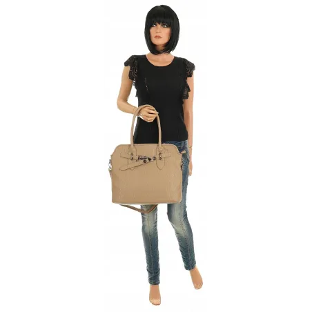 Regina Schrecker Włoska Marka Torebka Damska Shopper Listonoszka RS4416 Camel