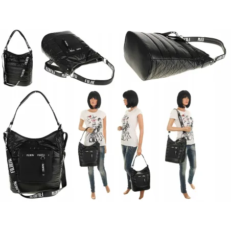 Torebka Damska Worek Listonoszka na Ramę Listonoszka Miejska GD631 Czarna