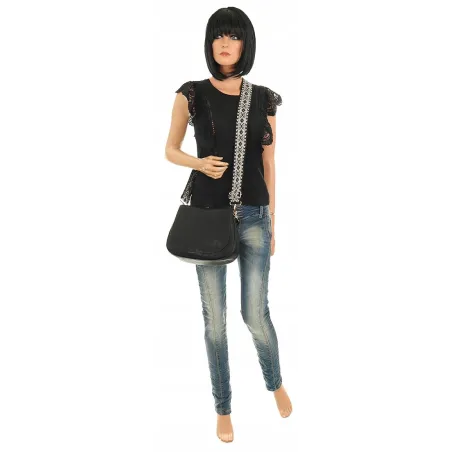 CHARRO Włoska Marka Torebka Damska Kuferek Listonoszka na Ramię 23026 Black