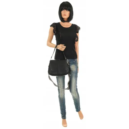 CHARRO Włoska Marka Torebka Damska Kuferek Listonoszka na Ramię 23026 Black