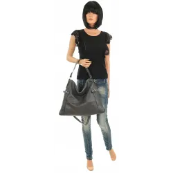 Dudlin Włoska Marka Torebka Worek Listonoszka na Ramię Shopper 8040410 Grey