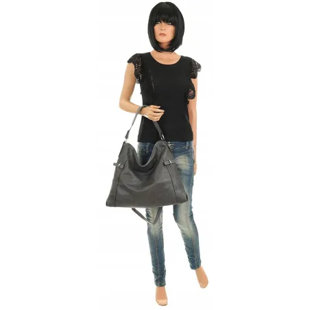 Dudlin Włoska Marka Torebka Worek Listonoszka na Ramię Shopper 8040410 Grey