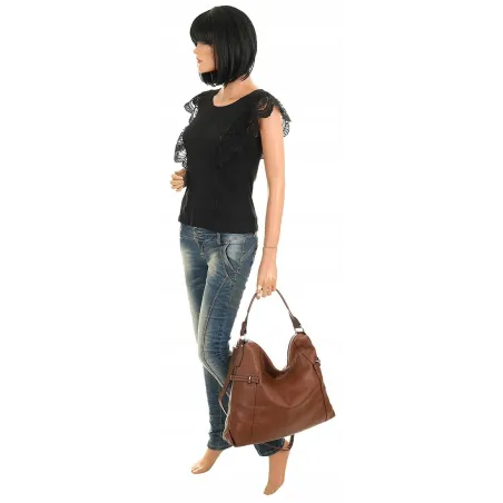 Dudlin Włoska Marka Torebka Worek Listonoszka na Ramię Shopper 8040410 Brown