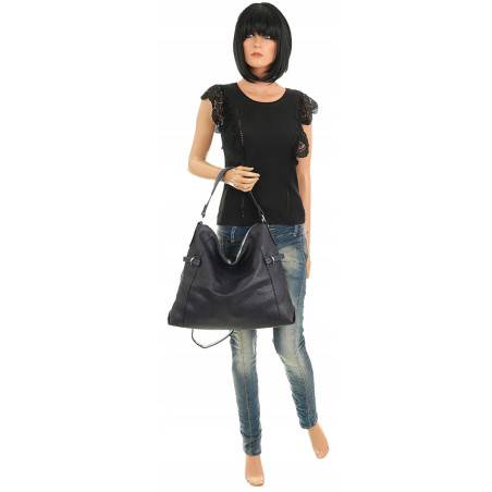 Dudlin Włoska Marka Torebka Worek Listonoszka na Ramię Shopper 8040410 Blue