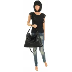 Dudlin Włoska Marka Torebka Worek Listonoszka na Ramię Shopper 8040410 Black