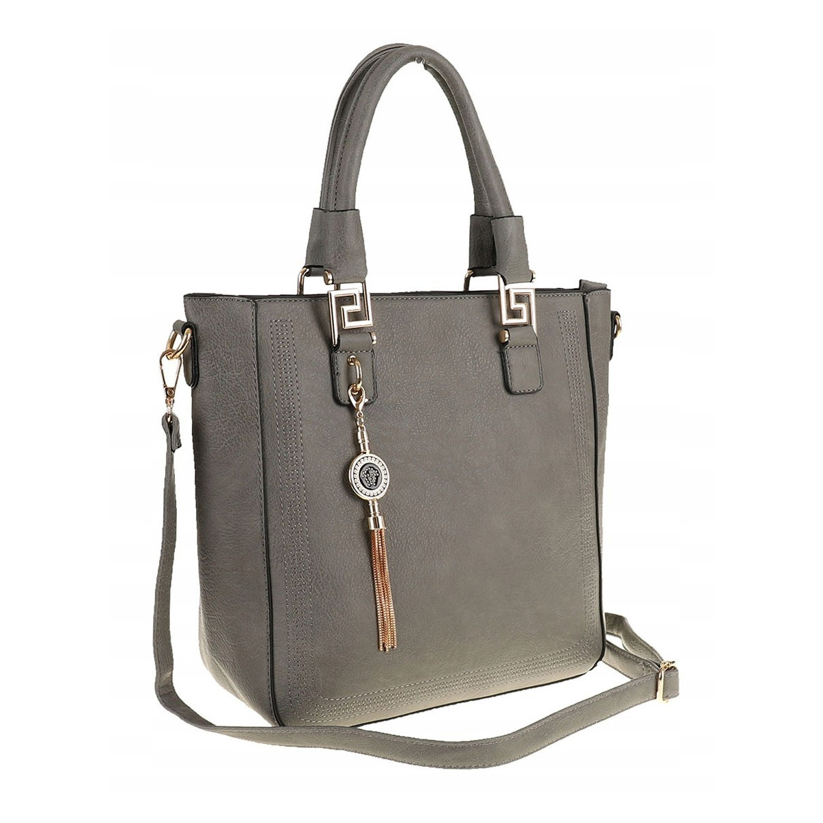 Torebka Damska Modna Teczka Miejska Shoper Listonoszka na Ramię H063 Szara