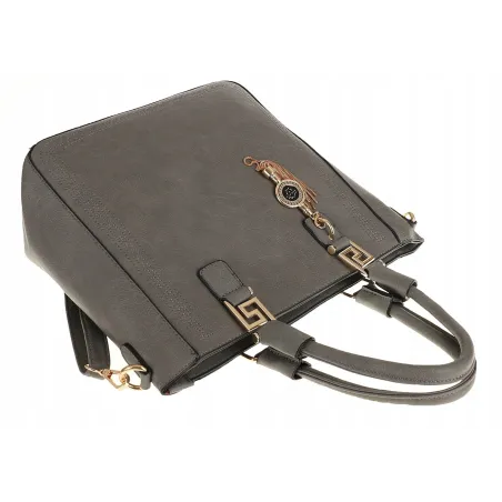 Torebka Damska Modna Teczka Miejska Shoper Listonoszka na Ramię H063 Szara