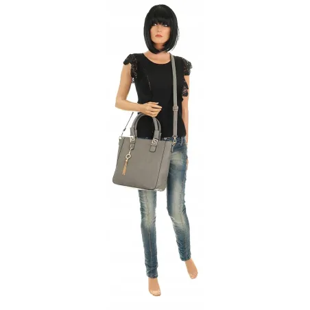 Torebka Damska Modna Teczka Miejska Shoper Listonoszka na Ramię H063 Szara