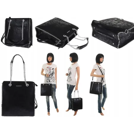 Torebka Damska Kuferek Listonoszka Miejska Shoper na Ramię d52811 Black