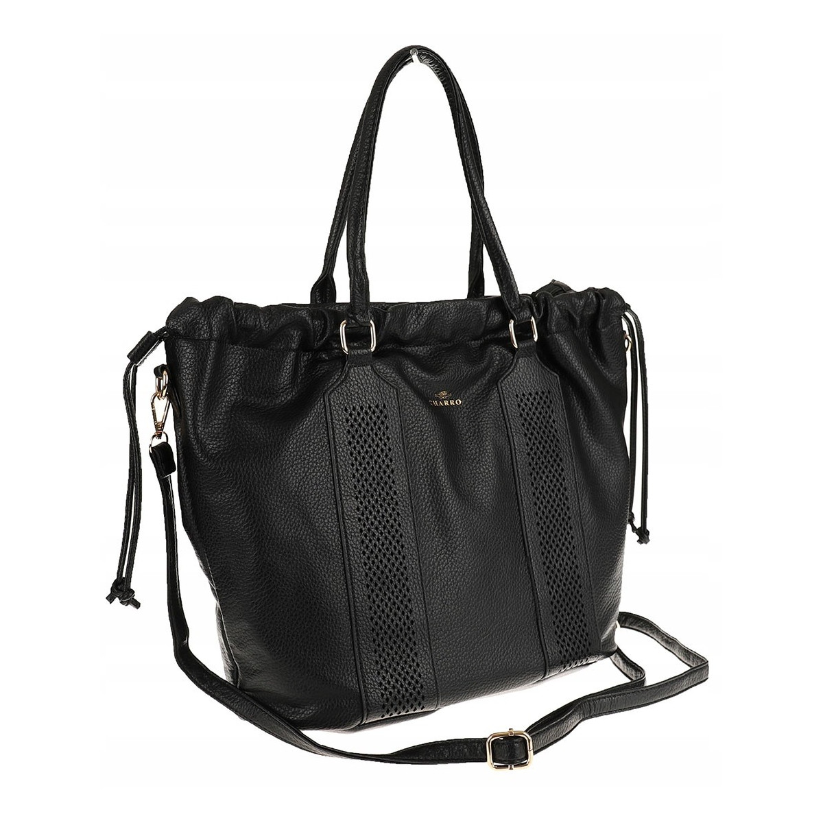 CHARRO Włoska Marka  Torebka Damska Worek Listonoszka Shopper CH667810 Black