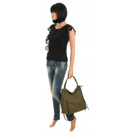 Micussi Włoska Marka Torebka Damska Shoper Worek Listonoszka 8040396 Green