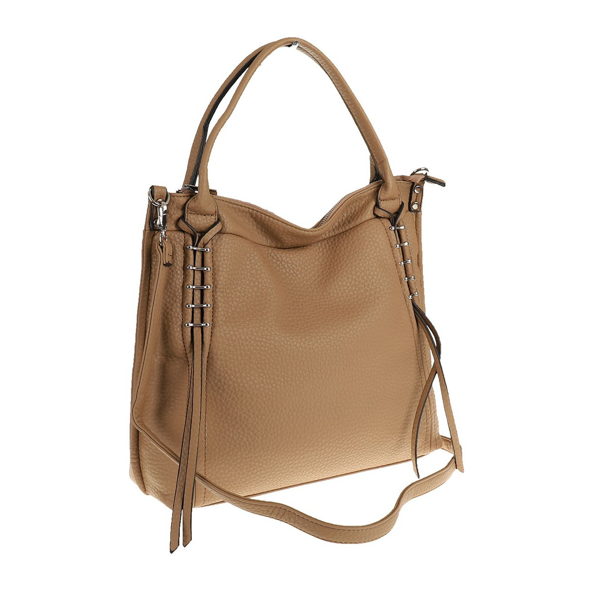 Micussi Włoska Marka Torebka Damska Shoper Worek Listonoszka 8040396 Taupe