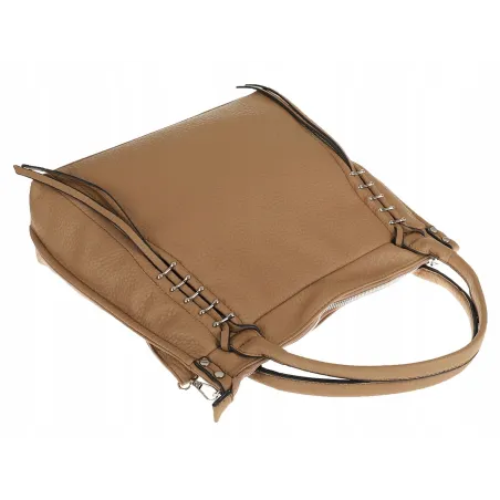 Micussi Włoska Marka Torebka Damska Shoper Worek Listonoszka 8040396 Taupe