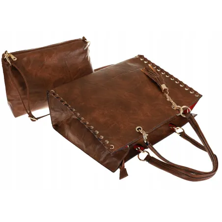 Andrea Massi Włoska Marka Torebka kuferek Teczka Listonoszka Shopper HJ15 Coffee