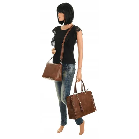 Andrea Massi Włoska Marka Torebka kuferek Teczka Listonoszka Shopper HJ15 Coffee