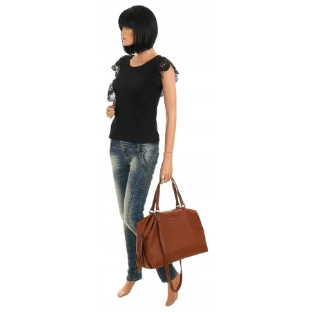 Regina Schrecker Włoska Marka Torebka Kuferek Listonoszka Shopper RS4417 Brown
