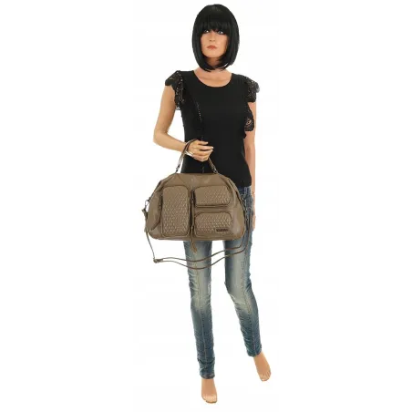 VALENTINI Gino Włoska Marka  Torebka Damska kuferek listonoszka 8040414 Grey