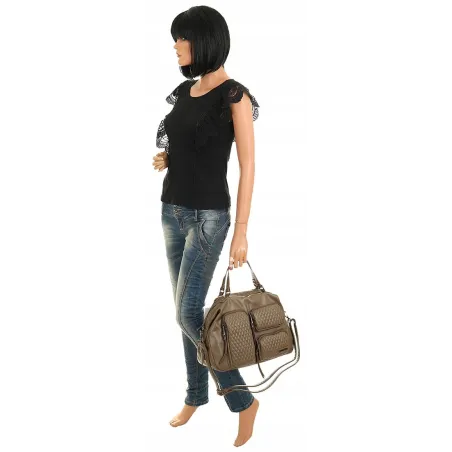 VALENTINI Gino Włoska Marka  Torebka Damska kuferek listonoszka 8040414 Grey