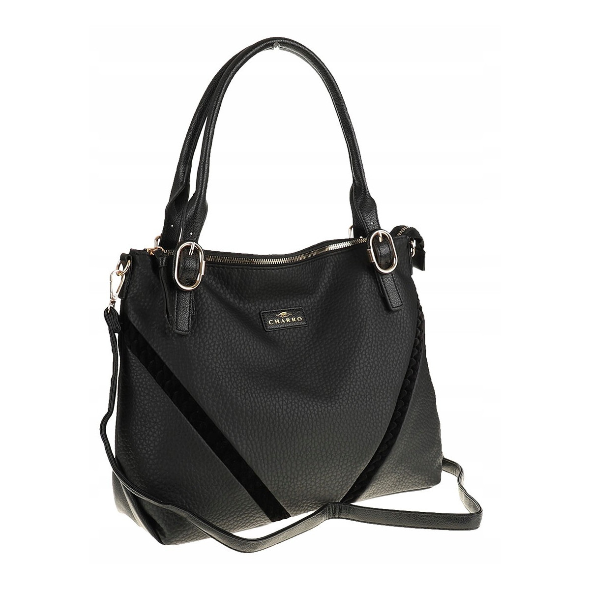 CHARRO Włoska Marka Torebka Damska Listonoszka Modna Worek Shopper CH667853 Black