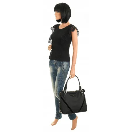 CHARRO Włoska Marka Torebka Damska Listonoszka Modna Worek Shopper CH667853 Black